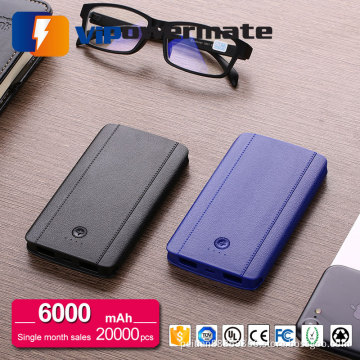 New product 5v 2a output dual usb li-polymer 6000mah external battery charger power bank